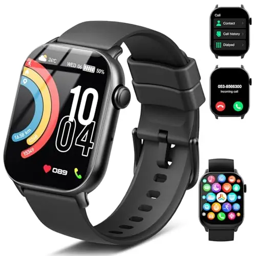 Smartwatch Herren Damen, 1.96" HD Fitnessuhr mit Telefonfunktion Smart Watch mit SpO2 Pulsuhr Schlafmonitor Schrittzähler Uhr, 110+ Sportmodi Fitness Tracker IP68 Wasserdicht Sportuhr für Android iOS
