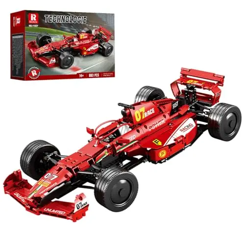 Reobrix 11007 Speed Champion F1 Rennauto Modellauto 1:8 für Erwachsene, Formel 1 Rennwagen Klemmbausteine, Statisches F1 Modellauto ohne Antrieb, Bausteine Set für Autofans & Motorsportfans