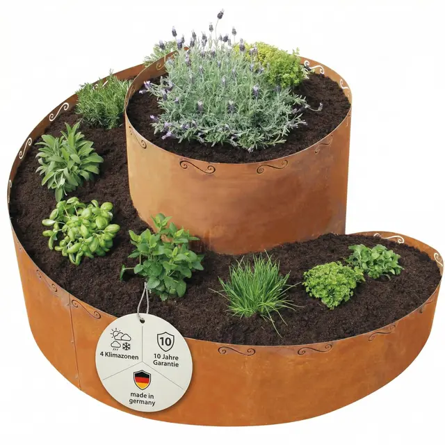 bellissa Kräuterspirale Kräuterschnecke Cortenstahl 130x140x80 cm | 5-teiliger Bausatz, Hochbeet, Pflanzring für Kräuter & Gemüse, Witterungsbeständig & langlebig, Perfekt für Garten & Terrasse