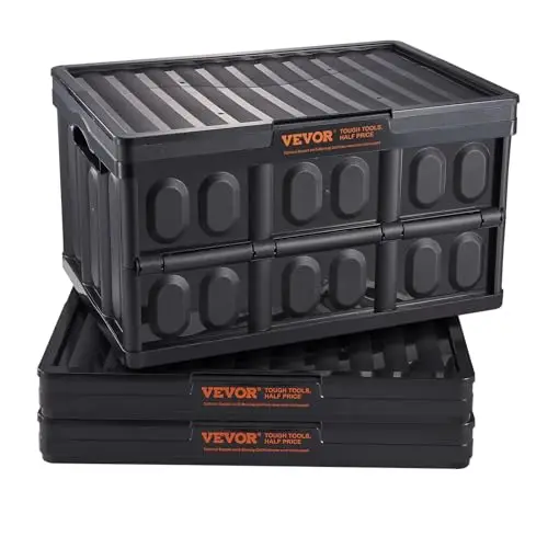 VEVOR Klappbox 45 L PP Stapelbox mit Deckel 3er-Set