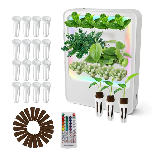CDIYTOOL Hydroponik Anzuchtsystem mit LED Grow Light, 16 Pod Indoor Kräutergarten, Smart Plant Keimset mit automatischer Bewässerung, Licht einstellbar