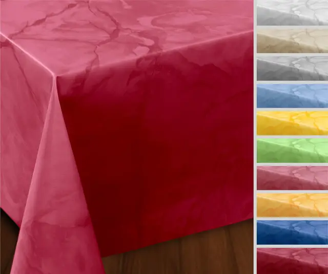 Wachstuchtischdecke abwischbar, OVAL RUND ECKIG, fleckenabweisende Gartentischdecke Marmorstein, zuschneidbare Wachstuch Tischdecke (Eckig 140x160 cm, Rot)