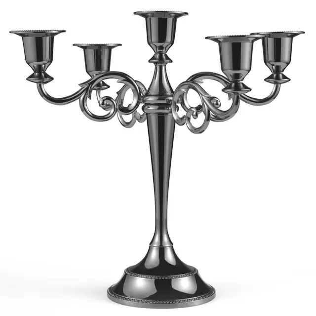 Kerzenständer Set 5-Armiger Kerzenhalter 27cm Höhe Stabkerze Dekorativer ø2,2cm Kerzenständer Schwarz