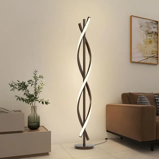 LED Stehlampe Wohnzimmer Dimmbar,LED Spirale Modern 155cm Schwarz mit Fernbedienung - Dimmbare Stehlampe für Wohnzimmer, Schlafzimmer & Kinderzimmer