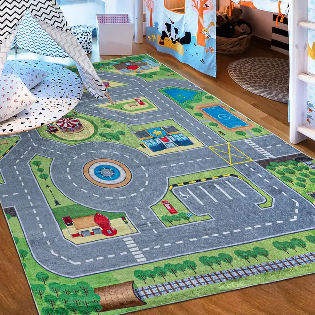 mazovia spielteppich straße kurzflor