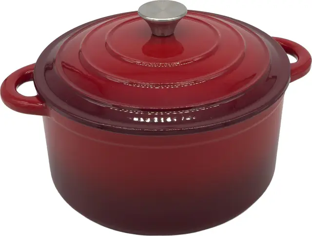 Homira Gusseisen Bräter Ø 26 cm mit Deckel – Emaille Schmortopf aus massivem Gusseisen, Dutch Oven für Induktion & alle Herdarten, backofenfest, ideal für Schmoren, Braten & Eintöpfe