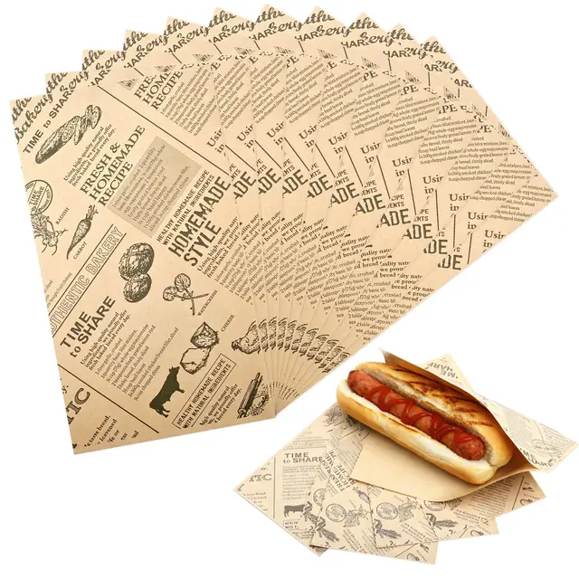 Mssushi Hotdog-Papiertüten fettdicht 150 Stück Braun