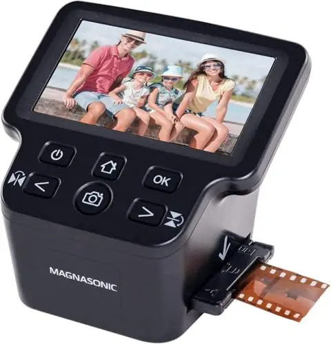 Magnasonic All-in-One 24MP-Filmscanner mit großem 5"-Display & HDMI, konvertiert 35mm/126/110/Super 8-Filme & 135/126/110-Dias in Digitale Fotos, integrierter Speicher (FS71)