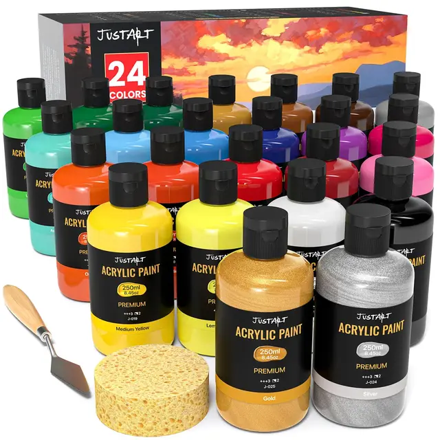 jusart acrylfarben set 24 farben 250ml