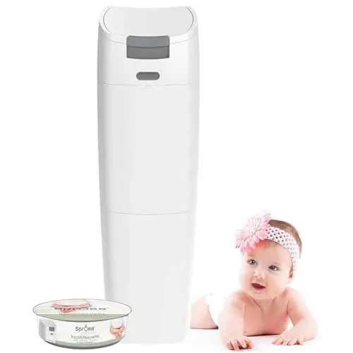 Spross® Windeleimer inkl. 1 Nachfüllkassette • Geruchsdichter Windelmülleimer mit Hygieneverschluss & Hochbarriere-Folie • Einhandbedienung Windel Eimer • Baby Wickeleimer Made in Germany