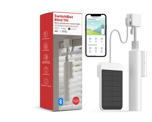 SwitchBot Blind Tilt Motorisierter Jalousie-Motor - Intelligenter elektrischer Jalousie-Motor mit Bluetooth-Fernbedienung, solarbetrieben, mit SwitchBot Hub für Kompatibilität mit Alexa, Google Home