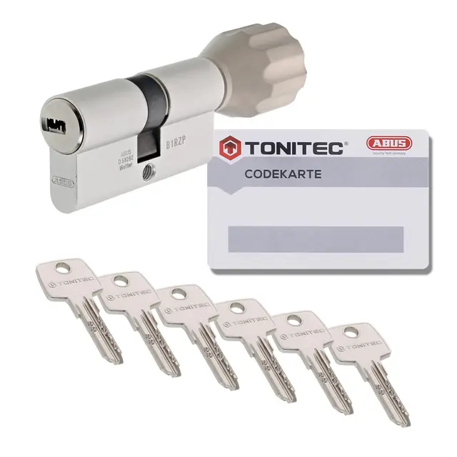 ToniTec Zylinderschloss TEC440 by ABUS Schließzylinder gleichschließend als Knaufzylinder Größe 30/40K mit Codecard