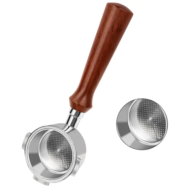 PHILORN Bodenloser Siebträger 51mm with 3Ears,Compatible DeLonghi Dedica EC680/EC685/EC885,Walnut Wooden Handle