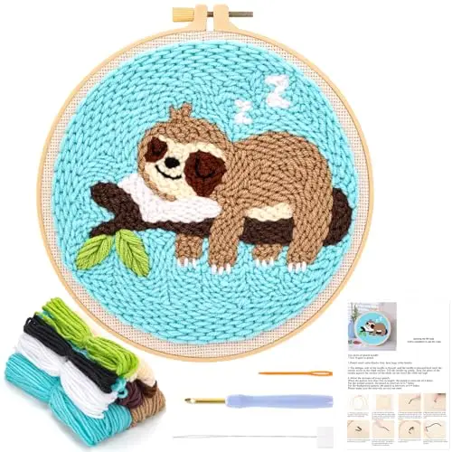 jsrqt punch needle set faultier starter