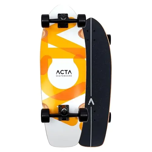 ACTA Surfskate Overlap 31" – 9,5" Deck Squash Tail | 17" Wheelbase | Reaktives Carving- & Cruising-Surfskate – Orange – Für Pumptrack, Cruising und Urban Carving