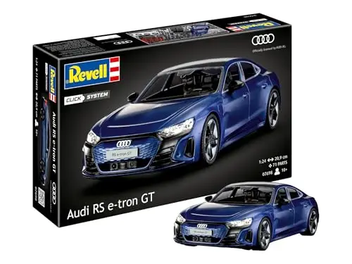 Revell Modellbausatz Audi RS e-tron GT - Detailgetreue Karosserie - Bewegliche Vorderachse - Easy-Click-System für einfachen Zusammenbau; Mit Abziehbildern für individuelle Gestaltung