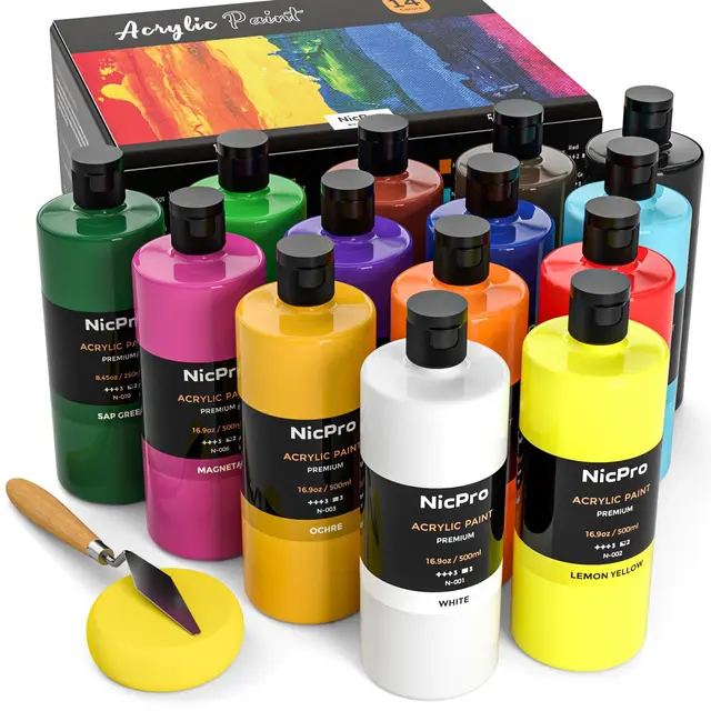 nicpro acrylfarben set 14x500ml 14