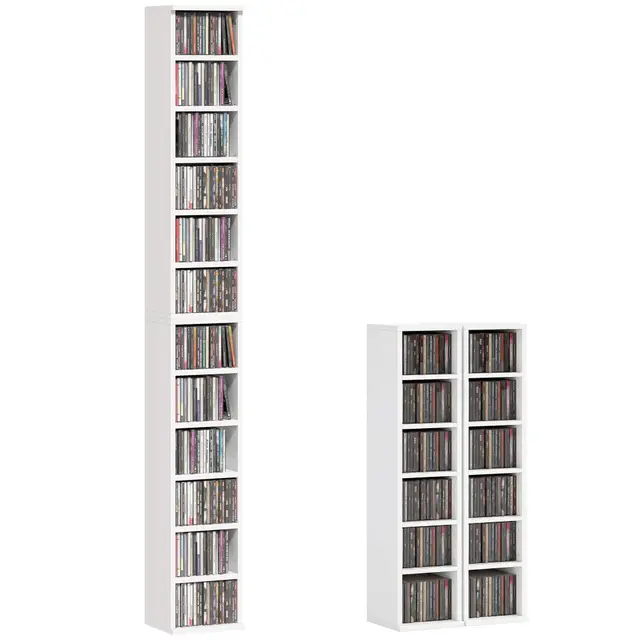 homcom cd-regal 2er set stapelbar 12