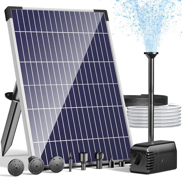 POPOSOAP 12W Solar Teichpumpe Springbrunnen für Außen Garten Teich Aquarium | Mit Trockenlaufschutz, 2m Schlauch, 7 Spritzmodi, stabiler Wasserstrahl, einfache Montage, geeignet für Wasserspiele