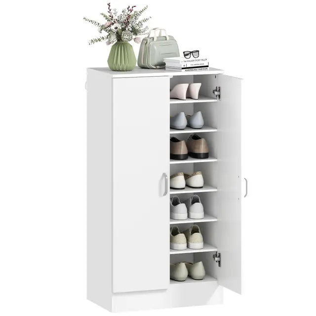 homcom schuhschrank 2 türen 6 böden weiß