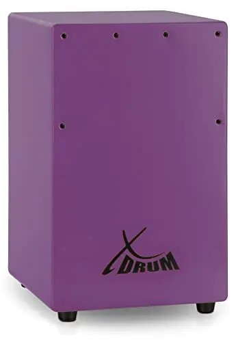 XDrum KC-37VT Kinder-Cajon - Kleine Cajon speziell für Kinder - Nur 36 cm hoch - Snare-Effekt durch stimmbare Gitarrensaiten - Violett