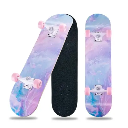 Skateboard 31 x 8 Zoll komplette Cruiser Skateboard für Anfänger,8-lagiger Ahornholz ABEC-11 Kugellager, Double Kick Deck Concave Skateboard für Jugendliche und Erwachsene