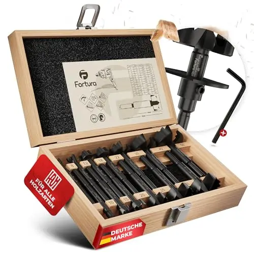 Fortura® Forstnerbohrer set Ø8-50mm mit Tiefenstopp/Holzbohrer/Forstnerbohrer/Holzbohrer set/Lochbohrer/Bohrer Holz/Fräsbohrer Holz/Forsterbohrerset/Topfbohrer