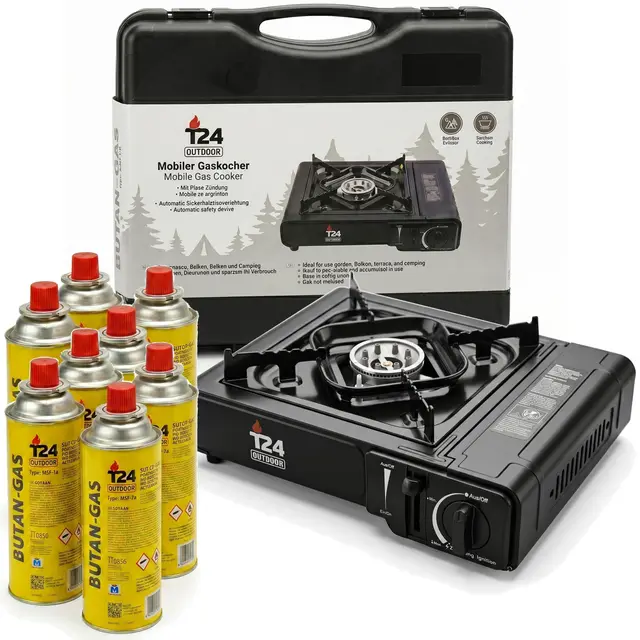 t24 gaskocher set koffer 8x kartuschen
