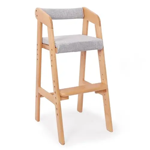 YOLEO Mitwachsender Kinderstuhl aus Holz, höhenverstellbar, ergonomischer Sitzstuhl für Kinder bis 12 Jahre, Buche, für Lernen & Tisch (mit Kissen)