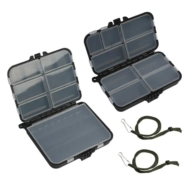 2 Stück Wasserdichte Angelboxen Schwarz, Wasserdicht Fishing Tackle Box, Kleine wasserdichte Aufbewahrungsbox für Angelzubehör,Small Haken Köder Aufbewahrungsbox, Fishing Tackle Box