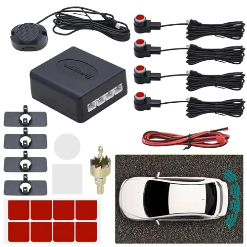KAOLALI PZ330 Universal Einparkhilfe 4 Sensoren hinten, Rot