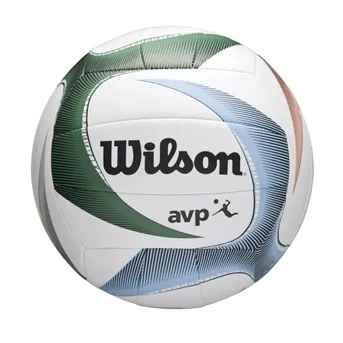 Wilson AVP PX Volleyball, Druckverschlussblase, Nachhaltige TPU-Hülle, Geeignet für Indoor und Outdoor, Farbe: Weiß/Blau/Grün, Offizielle Größe