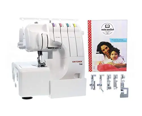 Gritzner 788 Overlock mit LED Beleuchtung + E-Book "Meine Overlock" + 5 Sondernähfüße + Abfallbehälter