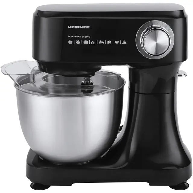 HPM-D750BK All-Way Mix Planetenrührer – 3,5 L (3500 ml) Edelstahl-Rührschüssel, 600-W-Motor, variable Geschwindigkeiten + Pulsfunktion, komplettes Zubehörset, 3 Jahre Garantie
