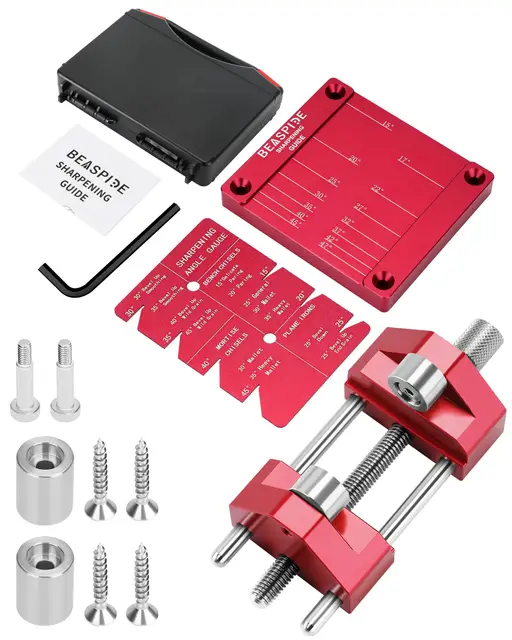 Beaspire Stechbeitel Schärfen Set, Schleifhilfe Stechbeitel Tool, Techbeitel Schleifhilfe 15 Bis 45 Grad für Kurze Holzbearbeitungs-Meißel und Hobel (Honing Guide Tool)