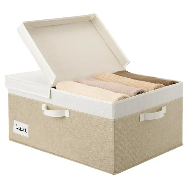 GRANNY SAYS Stoff-Aufbewahrungsbox mit Deckel 63 L Weiß-Hellbraun