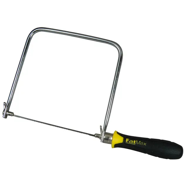 Stanley FatMax Dekupiersäge 0-15-106 (160mm Länge, 170mm Rahmengröße, Spezialsäge für Hart- & Weichholz, verchromter Stahlrahmen, ergonomischer Handgriff)