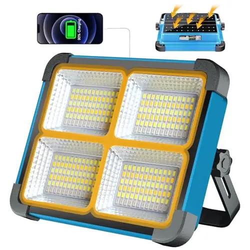 LED Baustrahler Akku 100W, Arbeitsleuchte mit 5 Modi/ 288 LEDs, 10000LM 10000mAh LED Strahler Akku Power für Notfälle, Camping, Baustelle