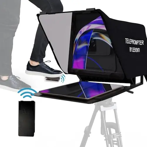 Teleprompter Kompatibel mit iPad, Tablet, Smartphone und DSLR Kamera, Steuerung per Fernbedienung oder App Kompatibel mit Android und IOS, Ideal für Videoaufnahmen (Version 5.0)