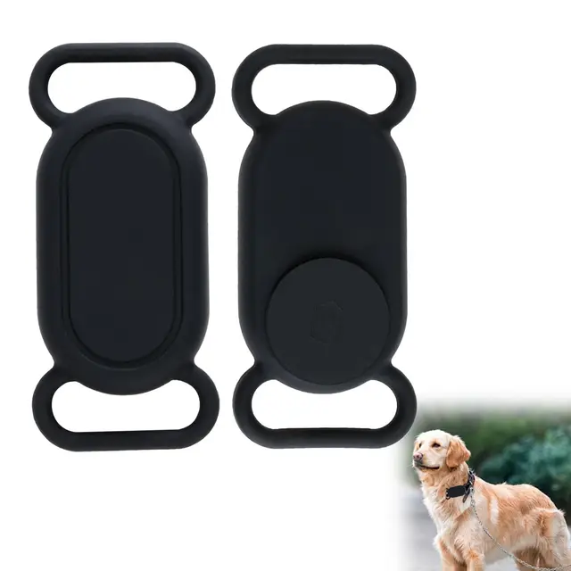 2 Stück Schwarz Hundehalsband Halter Silikon Hülle Kompatibel mit Smart Tag 2, wasserdichte Silikon Hülle, Silikon Kratzfest Wasserdicht Schutzhülle für GPS Hunde Tracker