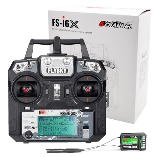 Flysky FS-i6X RC Fernsteuerung mit FS-iA6B Empfänger 2.4GHz AFHDS 2A Funksender für RC Quadcopter, Hubschrauber, Multicopter, Flugzeug, Auto und Boot (Mode 2) (i6X+iA6B)