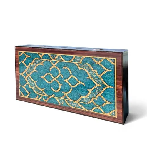 Biggdesign Oriental Backgammon, MDF-Korpus, Magnetverschluss, Glänzende Schutzlackierung, Kratzfeste Spielfläche, Inkl. Würfel & Spielsteine, Made in Türkiye