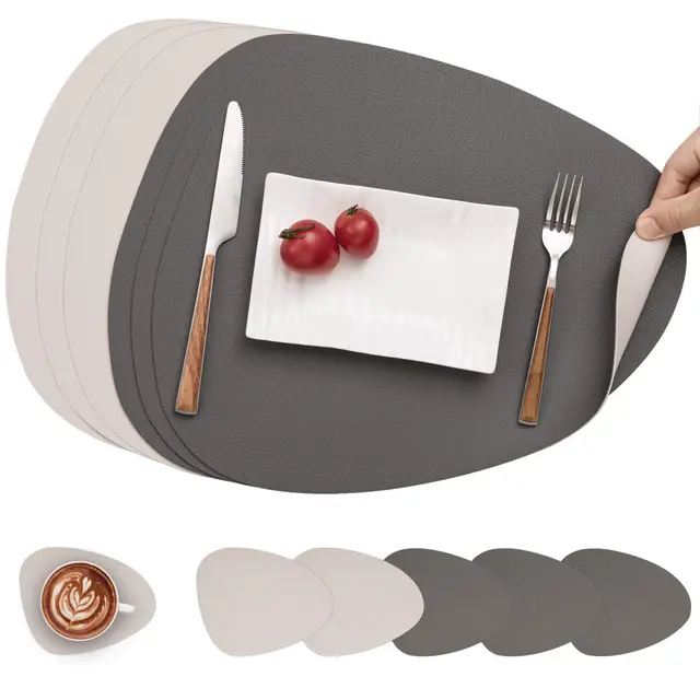 myir jun tischsets leder 6er set oval