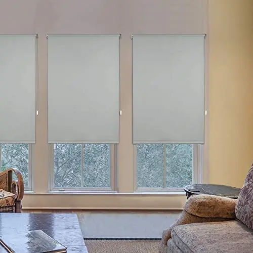 EUGAD Verdunklungsrollo ohne Bohren Thermorollo Klemmfix Seitenzugrollo mit gleichfarbige Zubehör und Beschichtung, Sonnen-, Sicht-Schutz usw. Klemmrollo für Fenster & Türen, Grau 85x160 cm
