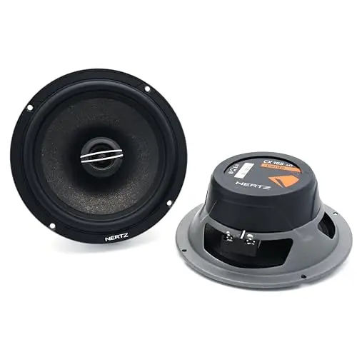Hertz CX 165 – Paar 2-Wege-Koaxiallautsprecher 165 mm mit 24 mm PEI-Hochtöner und Polypropylen-Tieftöner, ausgewogene Klangwiedergabe und OEM-freundliche Installation, maximale Leistung 210W