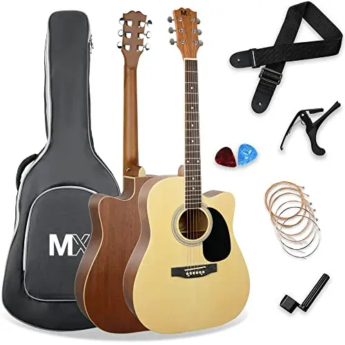 MX von 3rd Avenue Performance-Serie, Westerngitarre in Normalgröße, Gitarrenset mit Cutaway und Fichtenholzdecke in Natur
