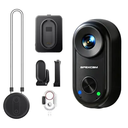 Apexcam K70 4K mini Action cam POV Camera EIS Bildstabilisierung WLAN bodycam 30m wasserdichte Unterwasserkamera mit aufladbarem Action-Pod, Vlogging Camera für Radfahren, Reisen