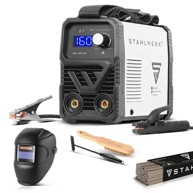 STAHLWERK Elektroden-Schweißgerät ARC 160 MD – Vollausstattung – MMA (E-Hand) bis 160 A, flexibel einsetzbar ohne Gas, kompakt & leicht, DC WIG erweiterbar, Hotstart, Anti-Stick, Smartkühlung