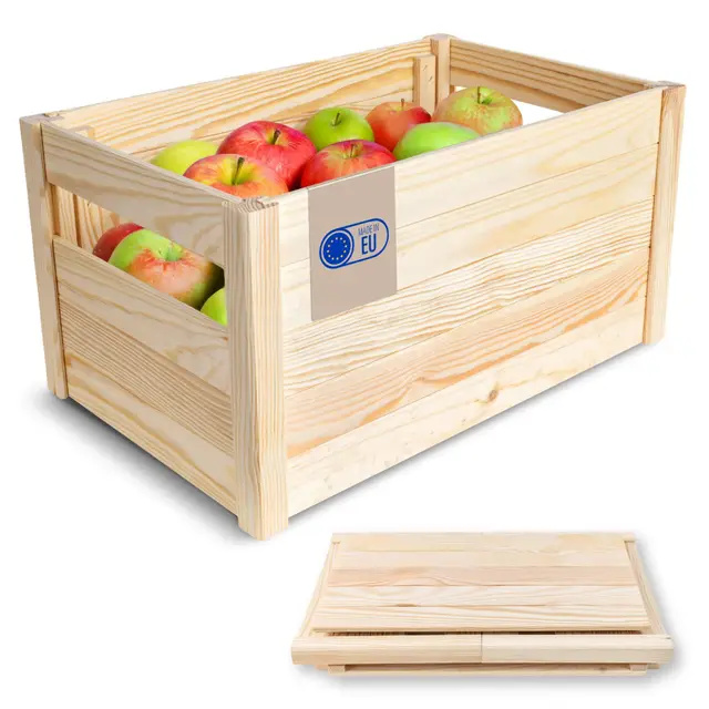Creative Deco Faltbare Holzkiste Klappkiste | 46 x 29,5 x 23,5 cm | Einfache Montage ohne Werkzeug | Aufbewahrungsbox Obstkiste, Gemüse | Holzbox, Geschenkbox, Spielzeugkiste, Deko Klappbox