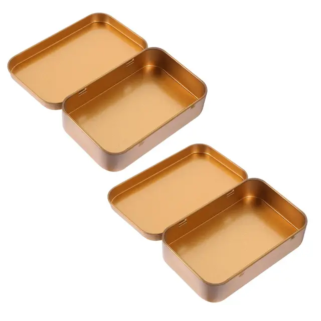 Lurrose 2 Stück Kleine Aufbewahrungsboxen aus Weißblech Klappboxen Metall Luftdichte Vorratsdosen für Tee Knöpfe und Süßigkeiten Portable Organizer für Bastelbedarf und Geschenkverpackung
